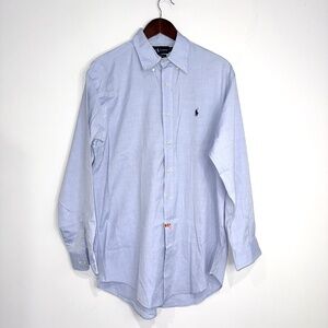 RALPH LAUREN Mens 15.5 Light Blue Yarmouth Pinpoint Oxford Button Up Shirt FF15